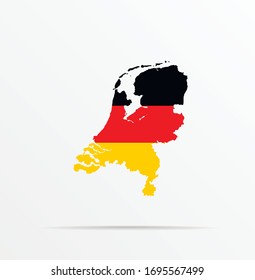 Vector map Netherlands combined with Germany flag.
