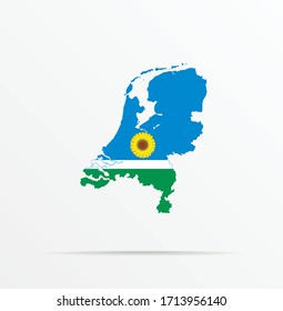 Vector map Netherlands combined with Kryashens Tatars ethnic groups flag.
