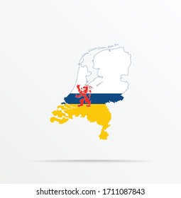 Vector map Netherlands combined with Limburg Province flag.