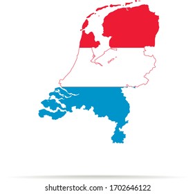 Vector map Netherlands combined with Luxembourg flag.