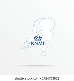 Vector map Netherlands combined with Royal Netherlands Meteorological Institute KNMI flag.
