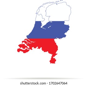 Vector map Netherlands combined with Russian Federation flag.