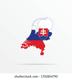 Vector map Netherlands combined with Slovakia flag.