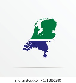 Vector map Netherlands combined with Teptyar Tatars ethnic flag.