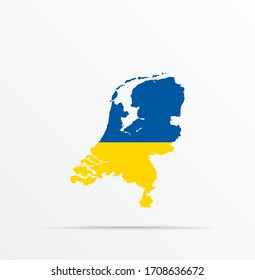 Vektorillustration Karte Niederlande kombiniert mit der Flagge der Ukraine.