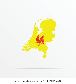 Vector map Netherlands combined with Wallonia flag.