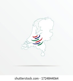 Vector map Netherlands combined with World Trade Organization WTO flag.