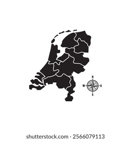 Vector map of the Netherlands country template illustration design