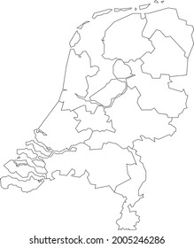 Vector map of the Netherlands Holland to study colorless with outline