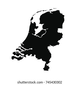 Vector map Netherlands. Isolated vector Illustration. Black on White background. EPS 10 Illustration.