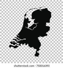 Vector map Netherlands. Isolated vector Illustration. Black on White background. EPS 10 Illustration.