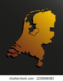 Vector map Netherlands made golden style isolated on background. Template Europe creative gold metal design, illustration, pattern, report, infographic, backdrop. Concept symbol of the map Netherlands