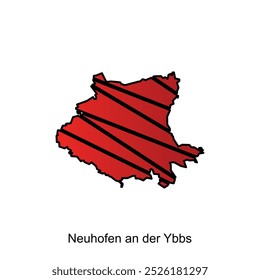 Mapa de Vector de Neuhofen an der Ybbs. Bordes de color para su infografía. Plantilla de diseño de Ilustración vectorial