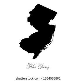 Vector map of New Jersey with handwritten name of the state. State name can be removed or edited. Black drawing on white background. Appropriate for digital editing and prints of all sizes.