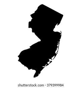 Vector map New Jersey. Isolated vector Illustration. Black on White background. EPS Illustration.