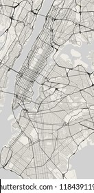 Vector map of New York in black and white, city map simple style