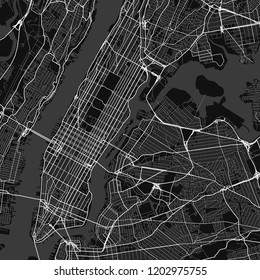 Vector map of New York in black and white, city map simple style