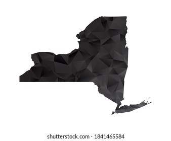 Vector map of New York black polygon style gradient.