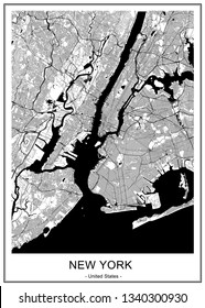 Vector Map Of The New York City NY, USA