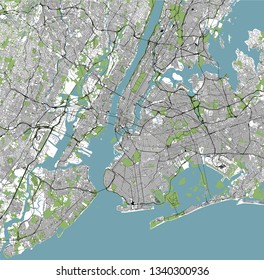 Vector Map Of The New York City NY, USA