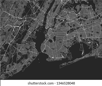 Vector Map Of The New York City NY, USA