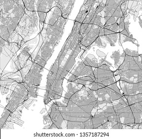 Vector Map Of The New York City NY, USA