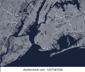 Vector Map Of The New York City NY, USA