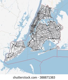 Vector map of New York city. roads