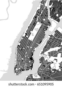 vector map of the New York City NY Manhattan, USA