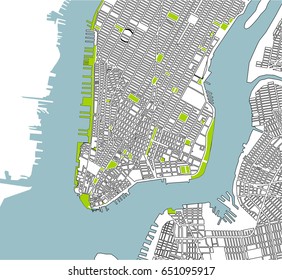 vector map of the New York City NY Manhattan, USA