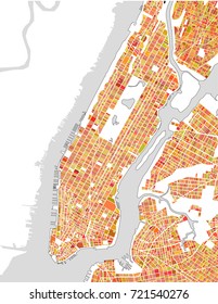 vector map of the New York City NY Manhattan, USA