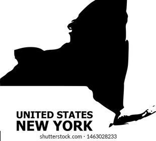 Vector Map of New York State with title. Map of New York State is isolated on a white background. Simple flat geographic map.