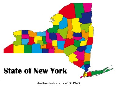 vector map of New York state with all counties