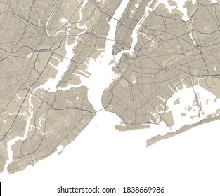 Mapa vectorial de Nueva York, Estados Unidos. Ilustración del afiche del mapa de la calle. Mapa de arte de Nueva York.