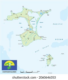 vector map of New Zealand archipelago Chatham Islands with flag