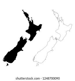 Vector map New Zealand. Isolated vector Illustration. Outline and vector. Black on White background. EPS 10 Illustration.