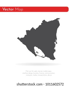 Vector map Nicaragua. Isolated vector Illustration. Black on White background. EPS 10 Illustration.