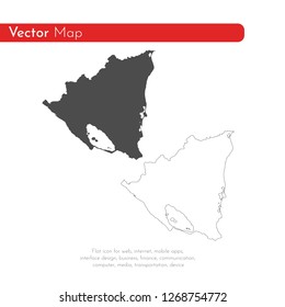 Vector map Nicaragua. Isolated vector Illustration. Black on White background. EPS 10 Illustration.
