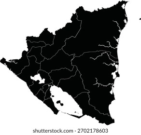 Mapa de vetores de Nicarágua com regiões