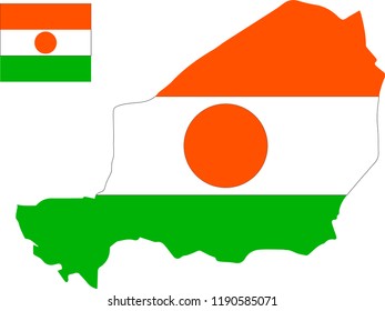 Vector map of Niger with flag. Isolated, white background