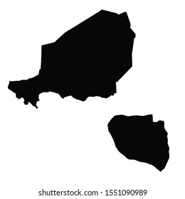 Vector map Niger and Niamey. Country and capital. Isolated vector Illustration. Black on White background. EPS 10 Illustration.