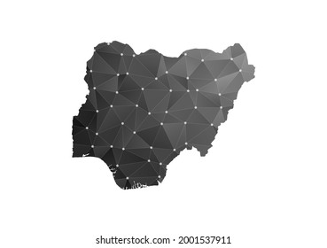 Vector map of Nigeria. Black polygonal style on white background.