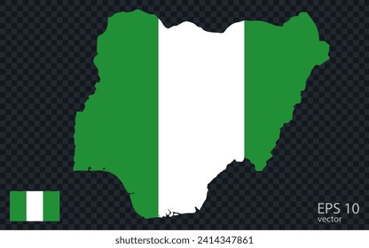 Vector map of Nigeria. Vector design isolated on grey background.
