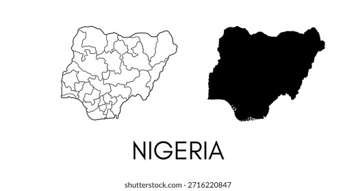 Vector map of Nigeria with highlighted country shape and clean layout. Suitable for African region focus, data visualization, educational graphics, and professional infographic projects.