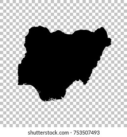 Vector map Nigeria. Isolated vector Illustration. Black on White background. EPS 10 Illustration.