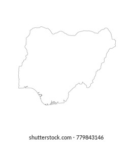 Vector map Nigeria. Isolated vector Illustration. Black on White background. EPS 10 Illustration.