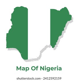 Vector map of Nigeria with national flag