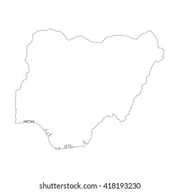 Vector map Nigeria. Outline map. Isolated vector Illustration. Black on White background. EPS 8 Illustration.