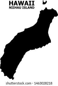 Vector Map of Niihau Island with name. Map of Niihau Island is isolated on a white background. Simple flat geographic map.