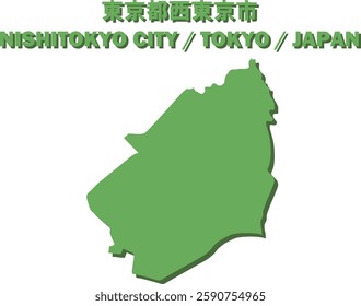 Vector Map of NISHITOKYO CITY , TOKYO, JAPAN